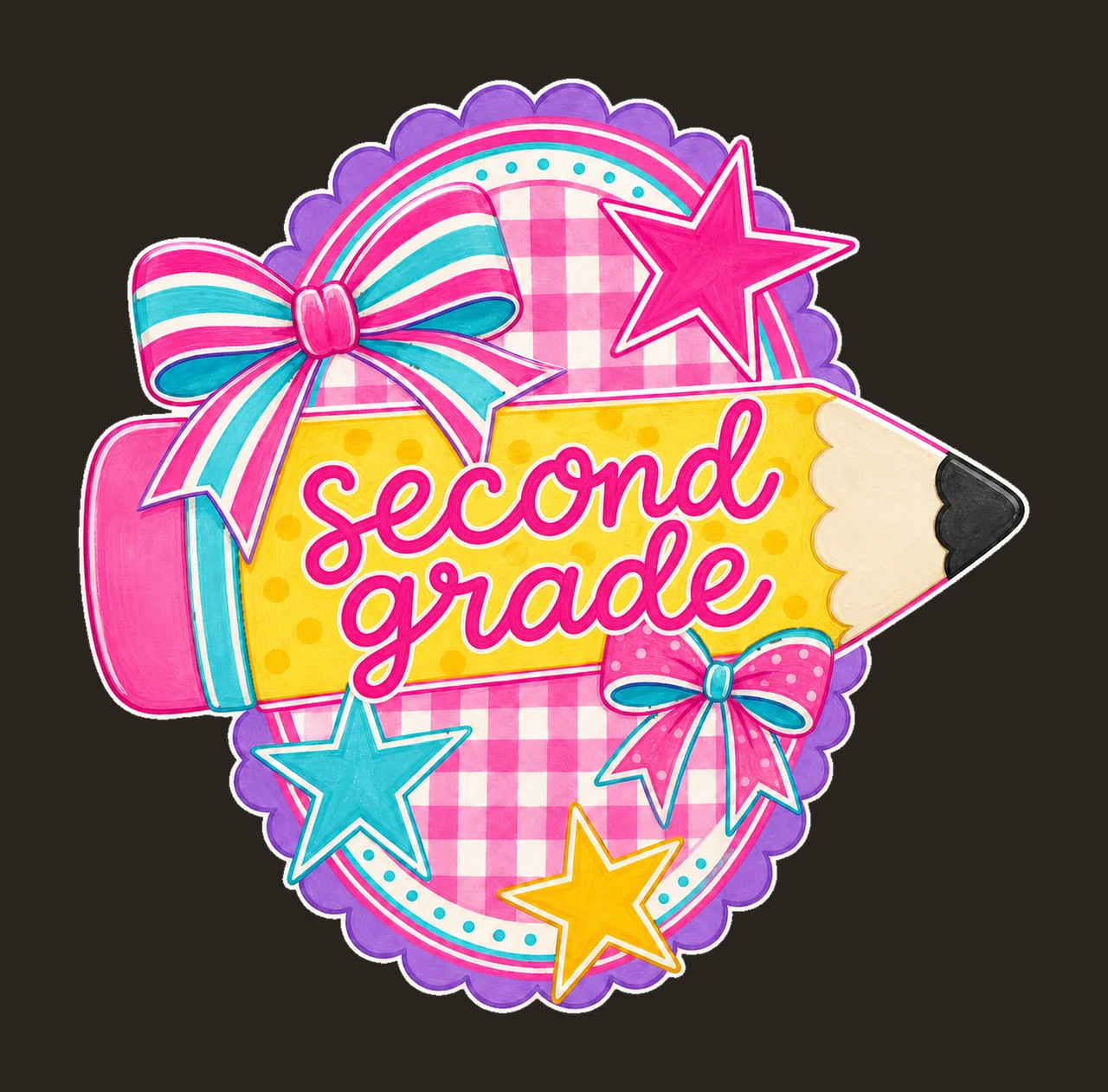 pencil pennant 04 second grade sublimation instant shirt contrast preview thumbnail