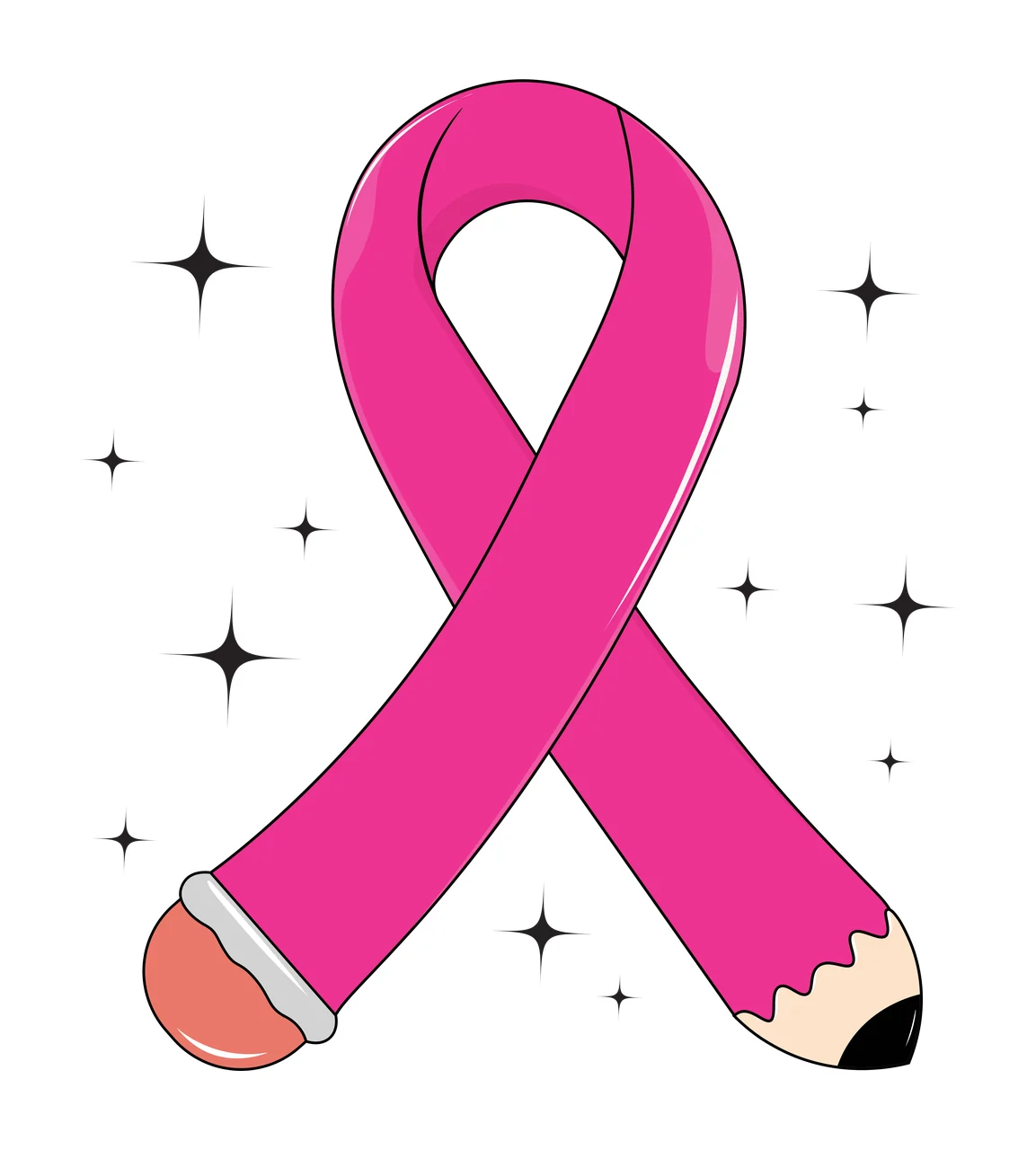 Awareness Ribbon With Sparkling Stars shining star silhouette