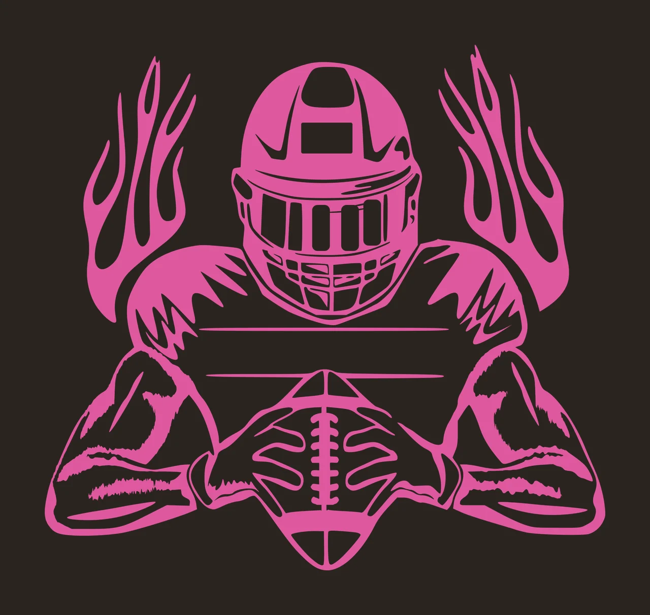 Football Player Helmet And Ball Illustration holding fire shoulders contrast preview thumbnail