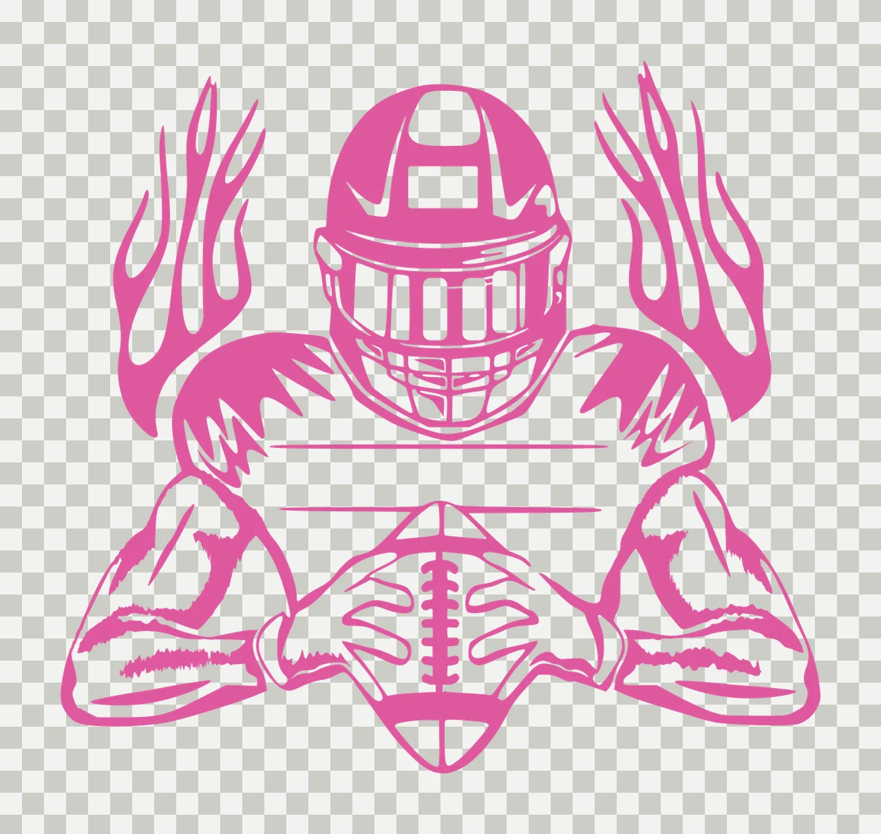 Football Player Helmet And Ball Illustration holding fire shoulders transparency and detail preview thumbnail