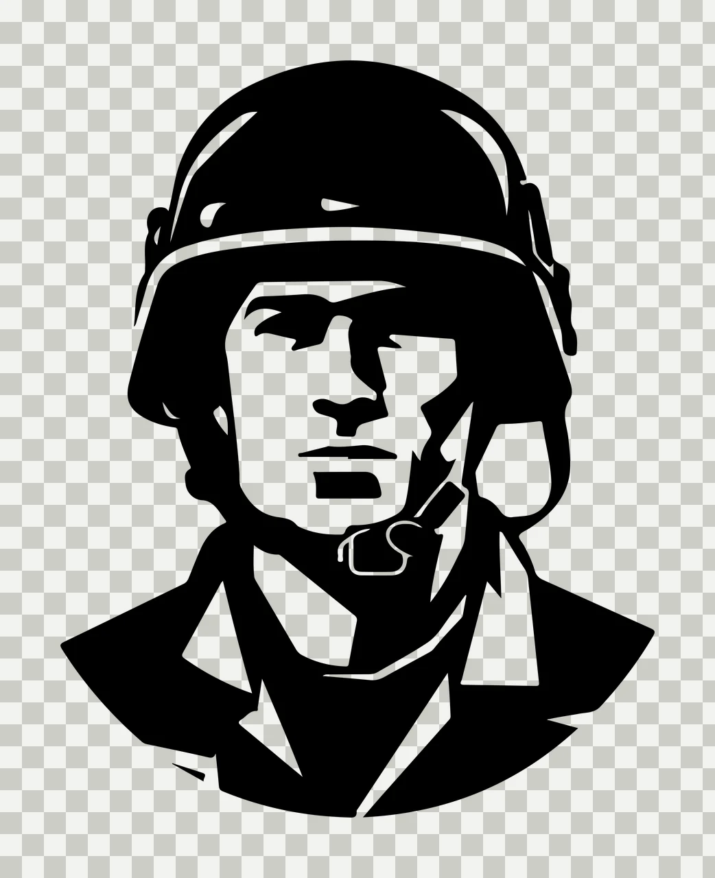 Graphic Silhouette Of A Person Wearing Protective Helmet headset transparency and detail preview thumbnail