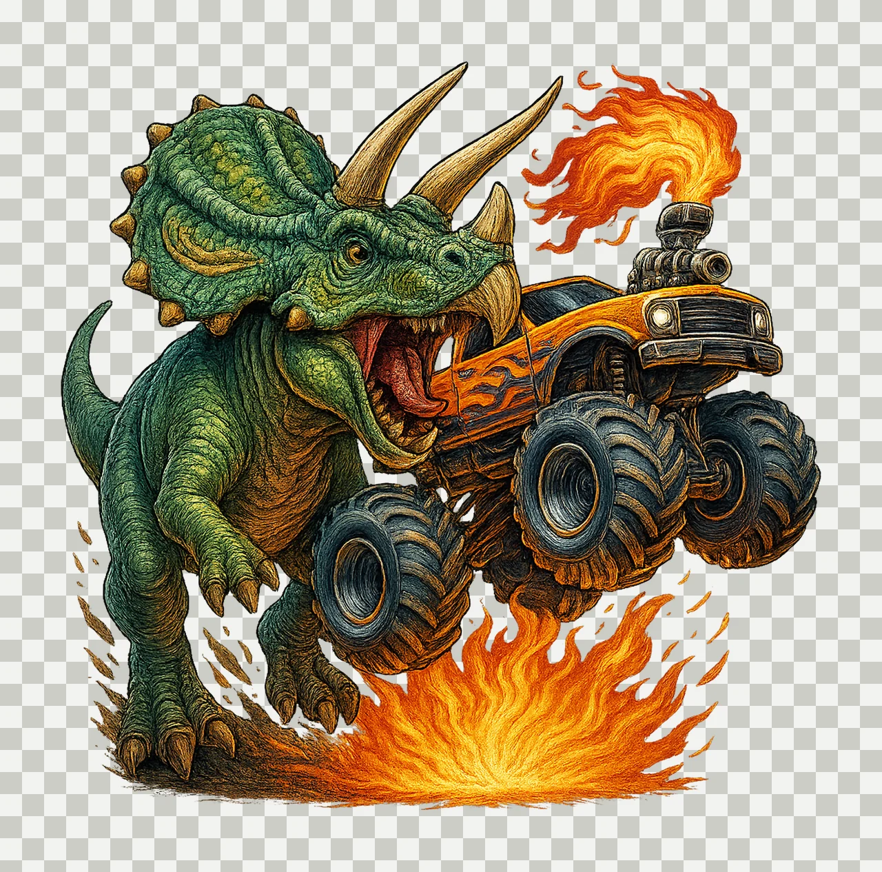 Rex Dinosaur Monster Truck Extreme Vehicle Variation B transparency and detail preview thumbnail