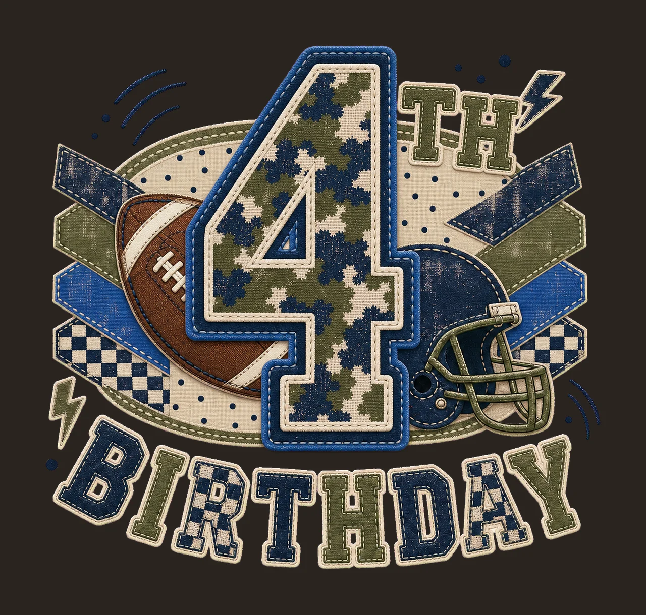 Star Camo Football Birthday age 04 contrast preview thumbnail