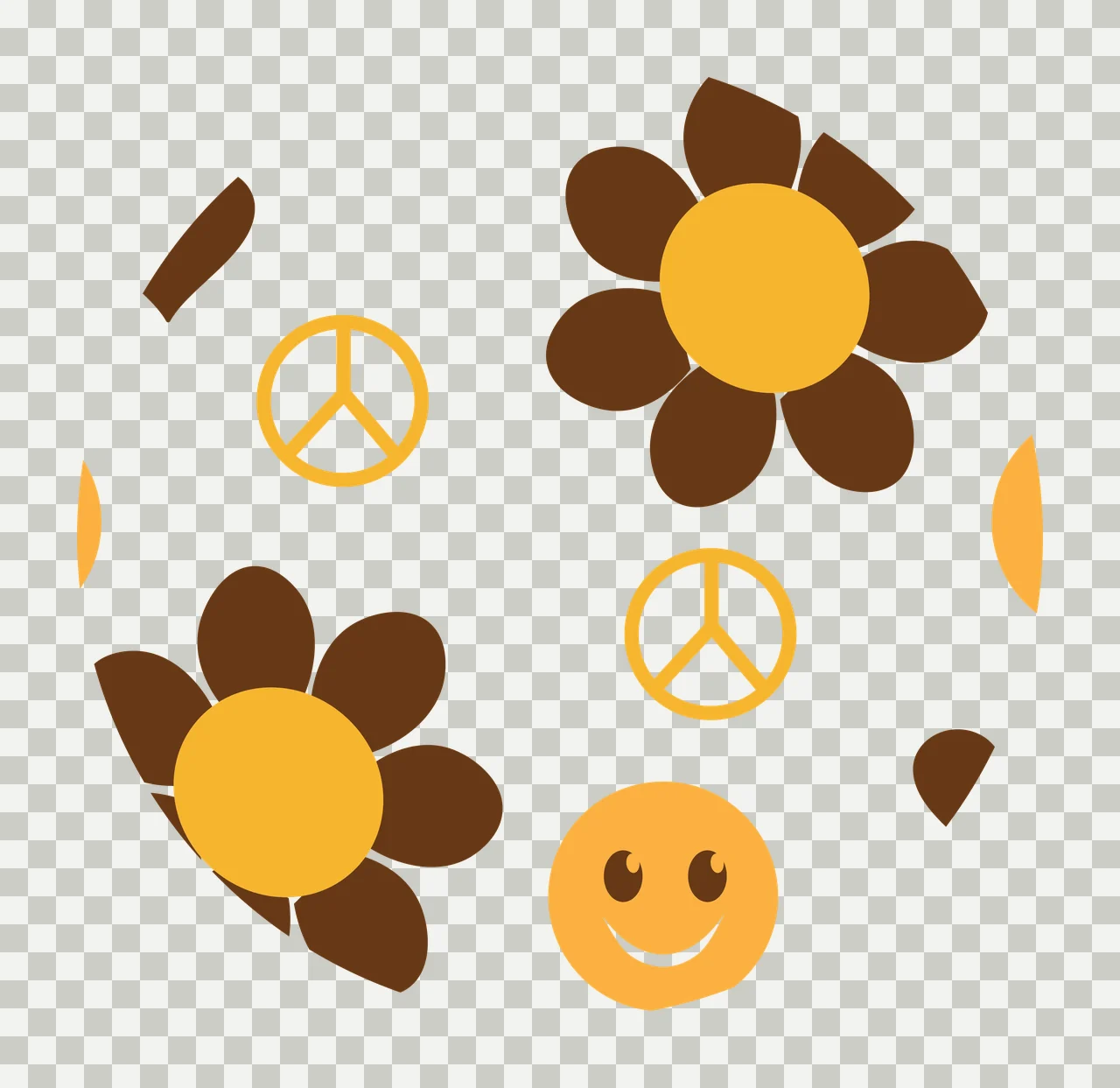 Keychain Retro Floral And Smile Pattern circle flower peace sign transparency and detail preview thumbnail