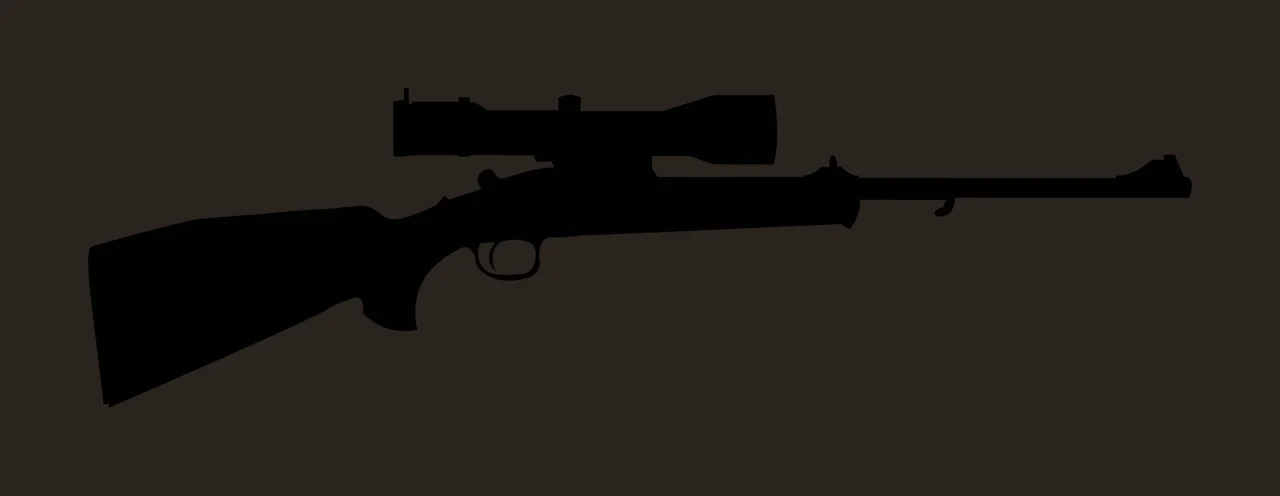 Black Silhouette Of A Long Rifle With Telescopic scope trigger contrast preview thumbnail