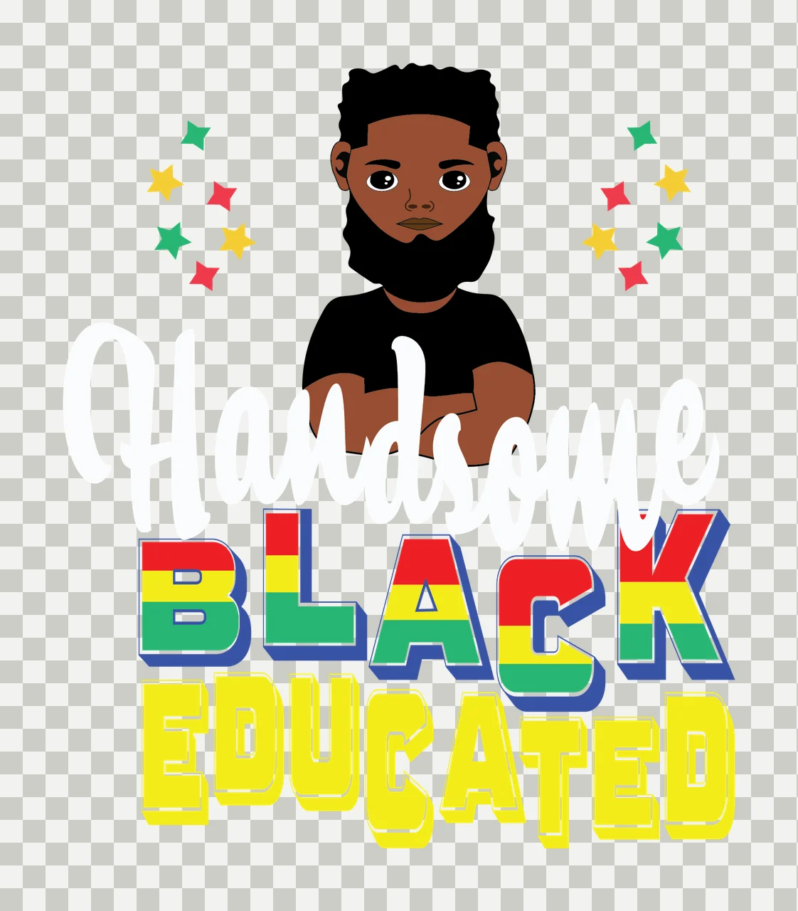 Black Figure With Stars standing star silhouette white typography transparency and detail preview thumbnail