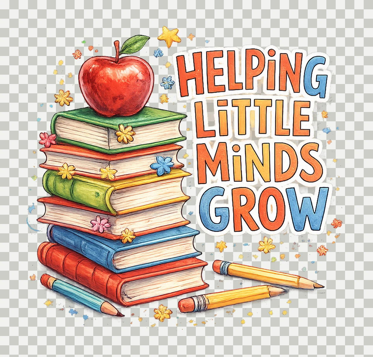 Teacher sublimation helping little minds grow design transparency and detail preview thumbnail