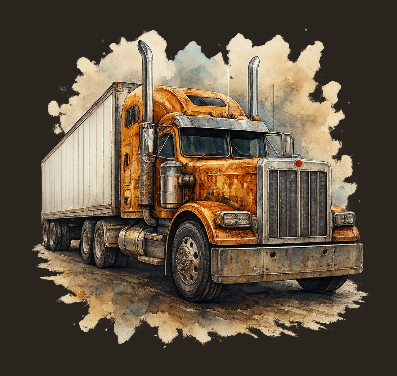 Semi Truck Watercolor Boys Artwork Nursery Decor Excavator contrast preview thumbnail