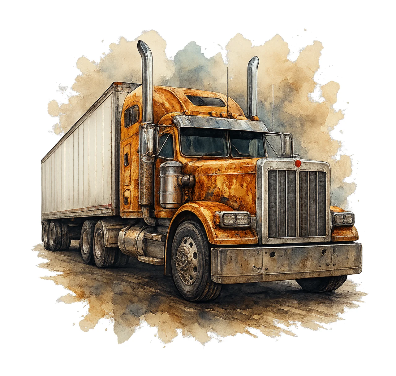 Semi Truck Watercolor Boys Artwork Nursery Decor Excavator