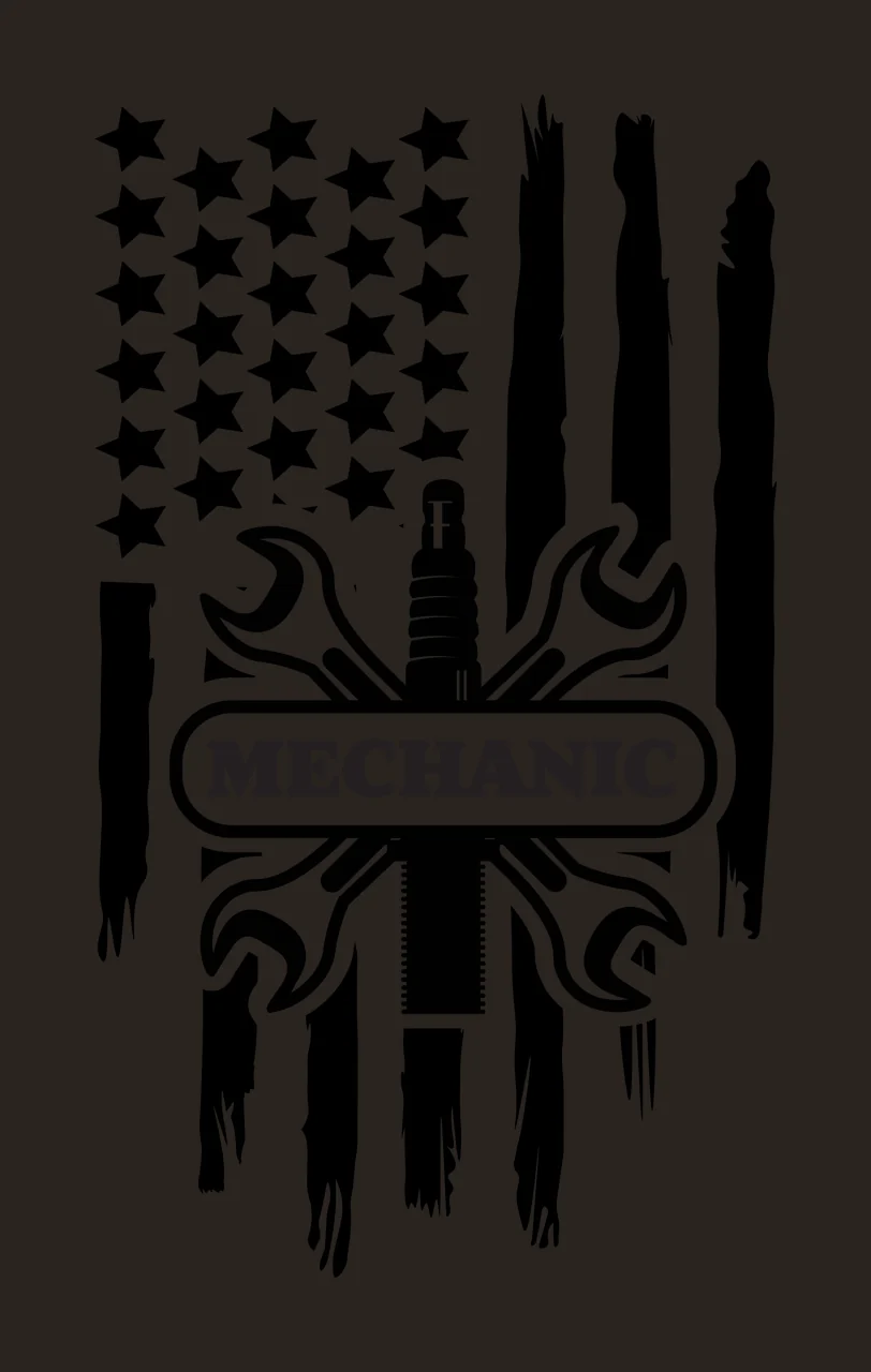 Mechanic American Flag Emblem With Tools centered display wrench contrast preview thumbnail