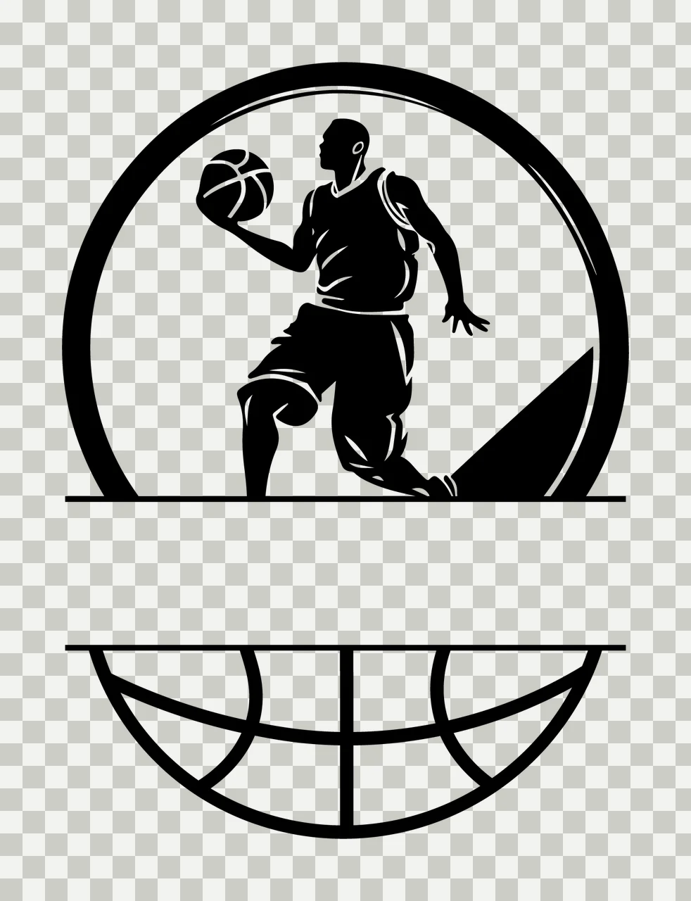 Can Glass Wrap Basketball Player Dribbling With Circle transparency and detail preview thumbnail
