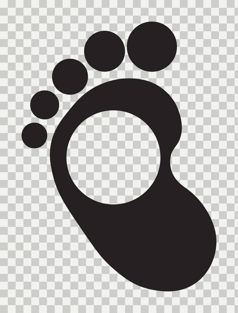 Black Silhouette Of A Footprint With Circular White circles transparency and detail preview thumbnail