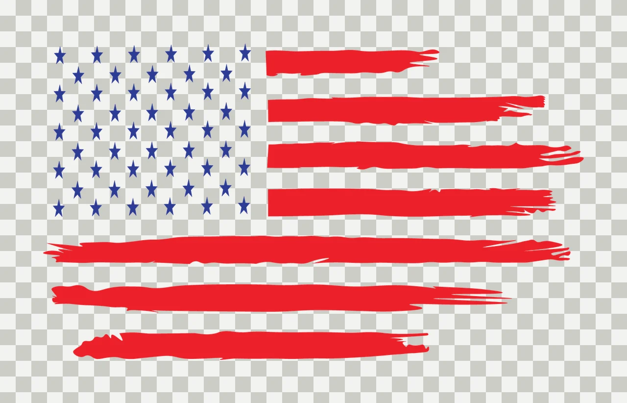 Flag American With Brush Strokes stars artistic black white transparency and detail preview thumbnail