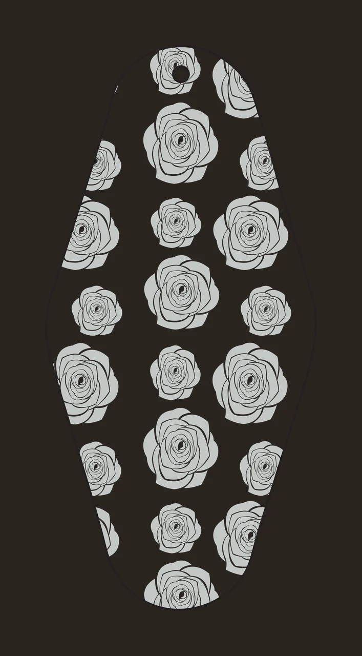 Classic Motel Keychain Ovoid Pattern Filled With Black roses contrast preview thumbnail