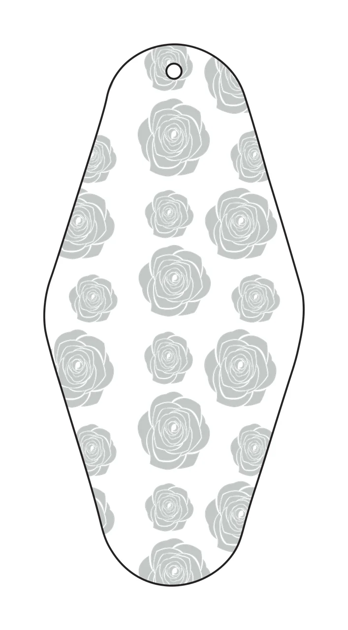 Classic Motel Keychain Ovoid Pattern Filled With Black roses