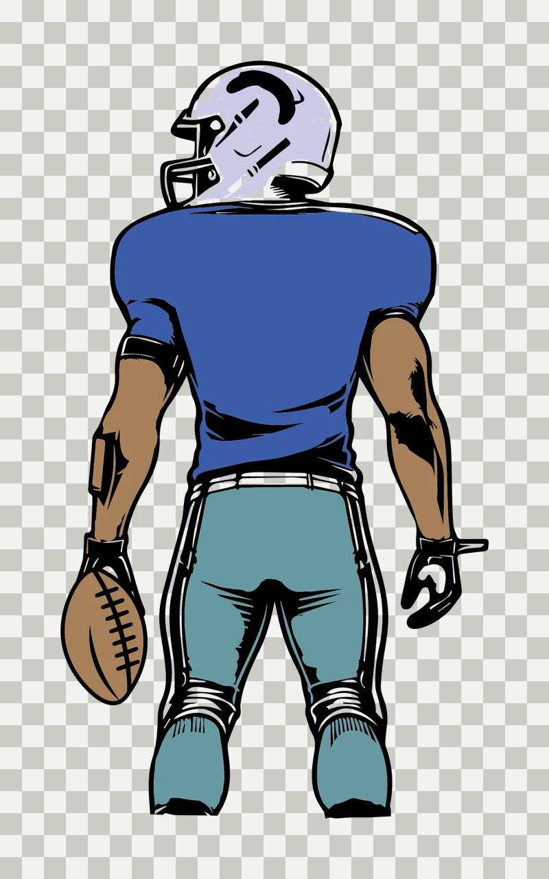 Football Player Silhouette Holding Ball standing helmet uniform transparency and detail preview thumbnail
