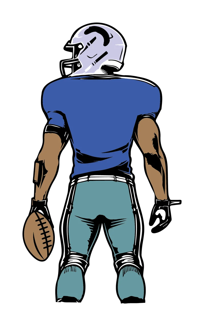 Football Player Silhouette Holding Ball standing helmet uniform
