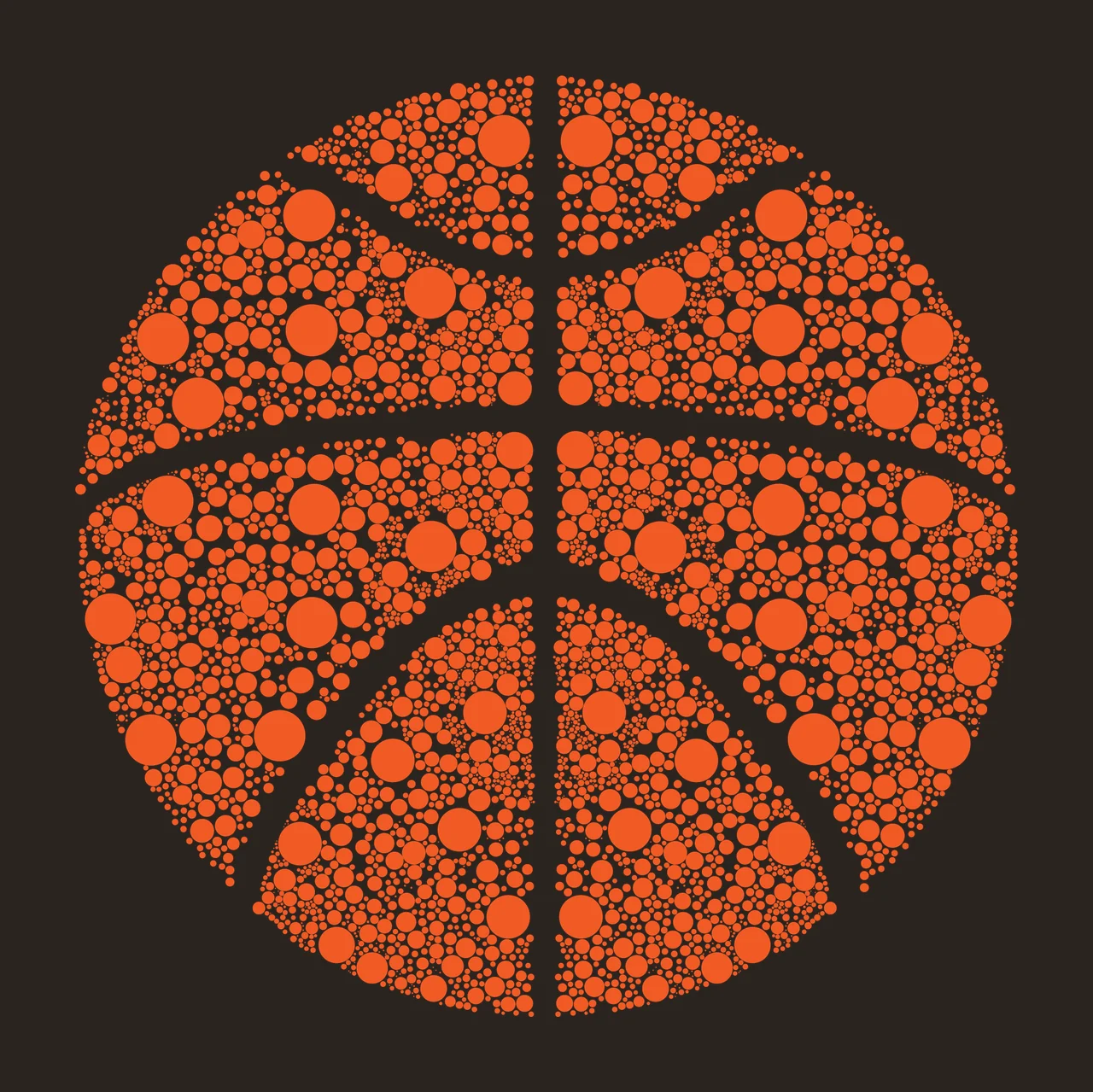 Dot Sports Basketball Made Of Black Dots forming shape circle contrast preview thumbnail