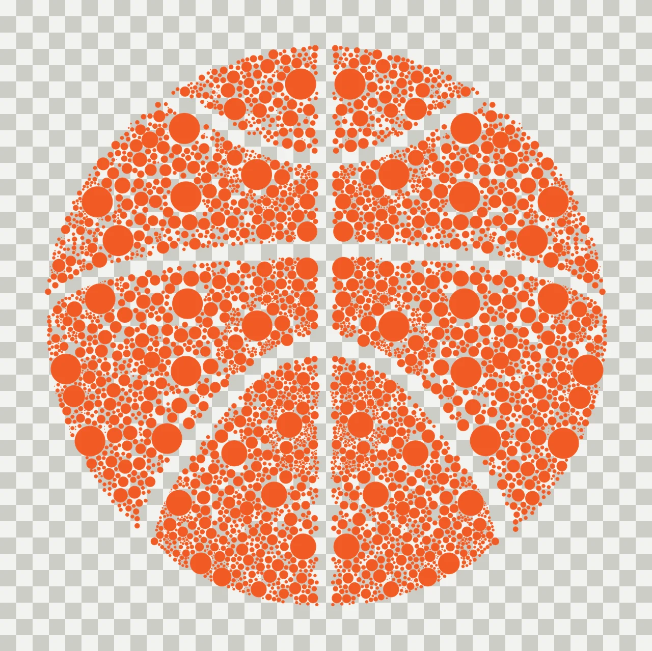 Dot Sports Basketball Made Of Black Dots forming shape circle transparency and detail preview thumbnail