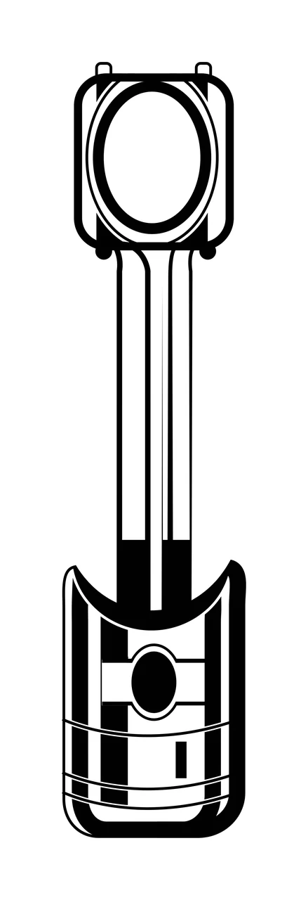 Engine Piston And Connecting Rod standing rings cylinder line drawing