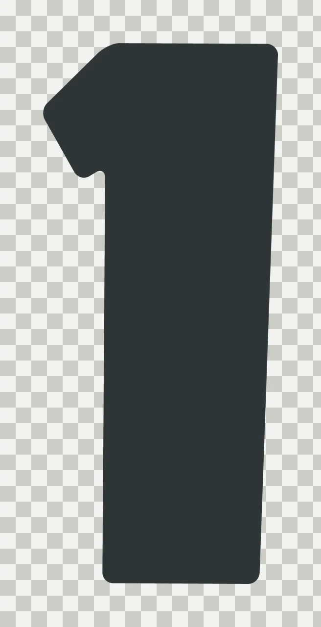 Number 1 Bold Sans Serif Font Standing typeface black Plain background transparency and detail preview thumbnail