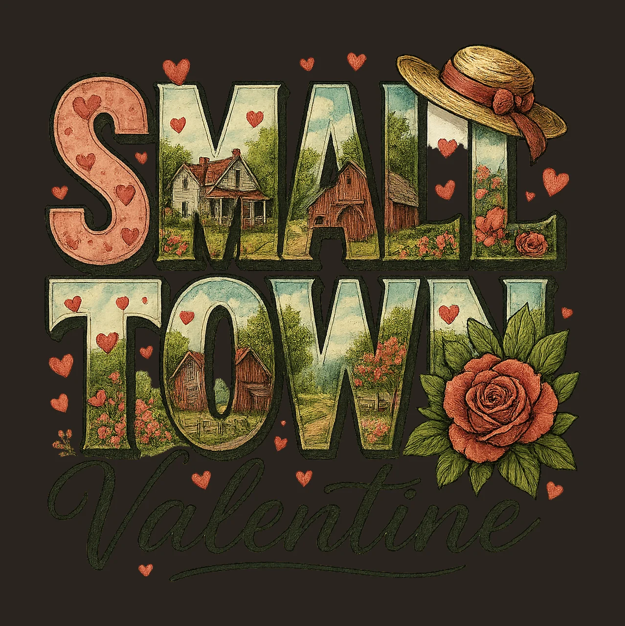 Retro Small Town Valentines Coquette Howdy Valentine Western contrast preview thumbnail