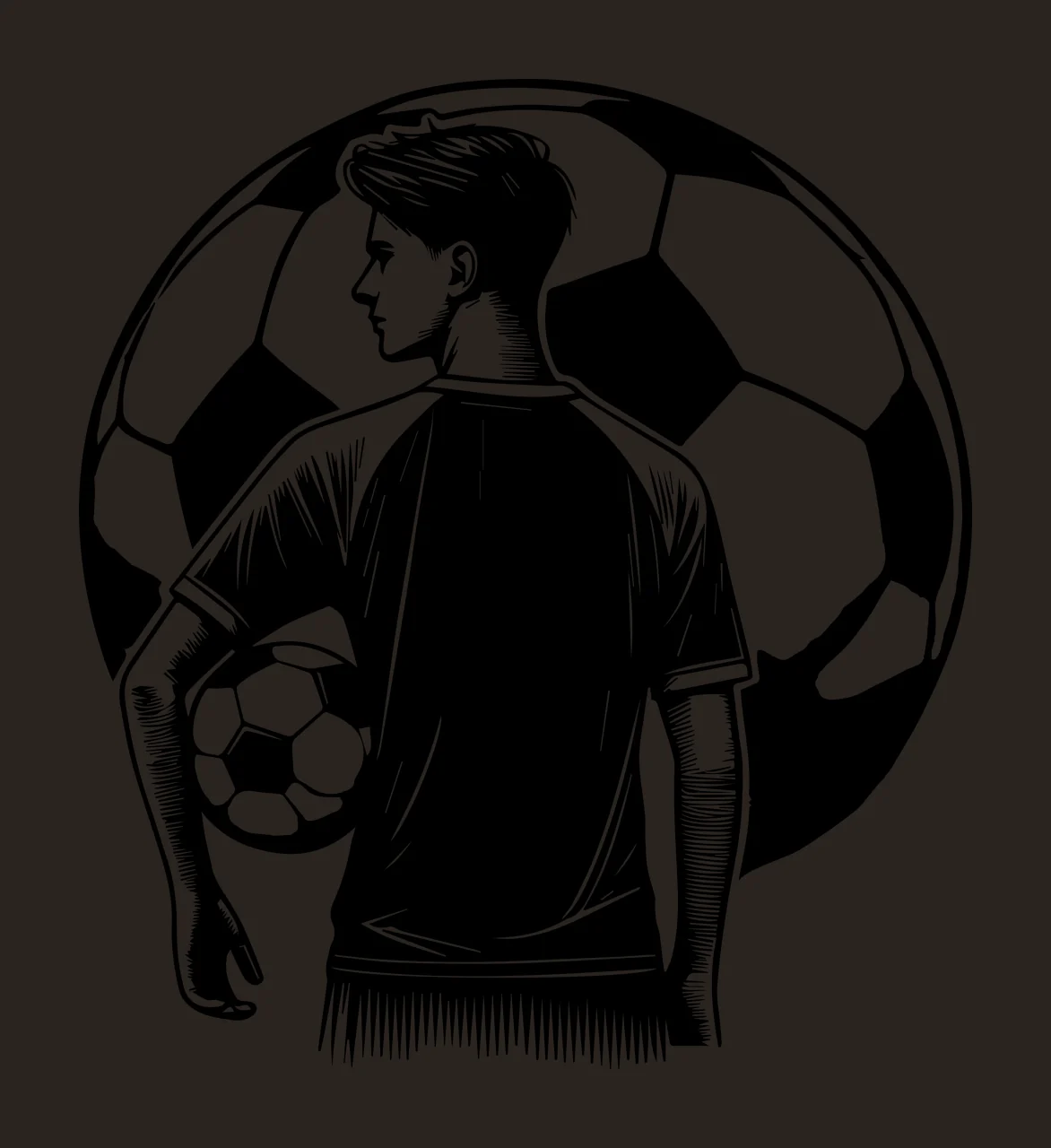 Ball Person With Football Against Sphere Background holding contrast preview thumbnail