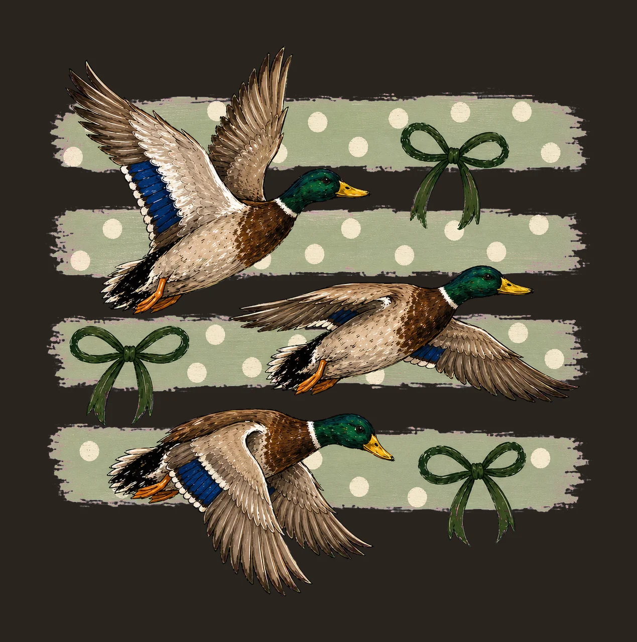 Vintage Retro Mallard Duck Polka Dot Bows bundle 04 contrast preview thumbnail