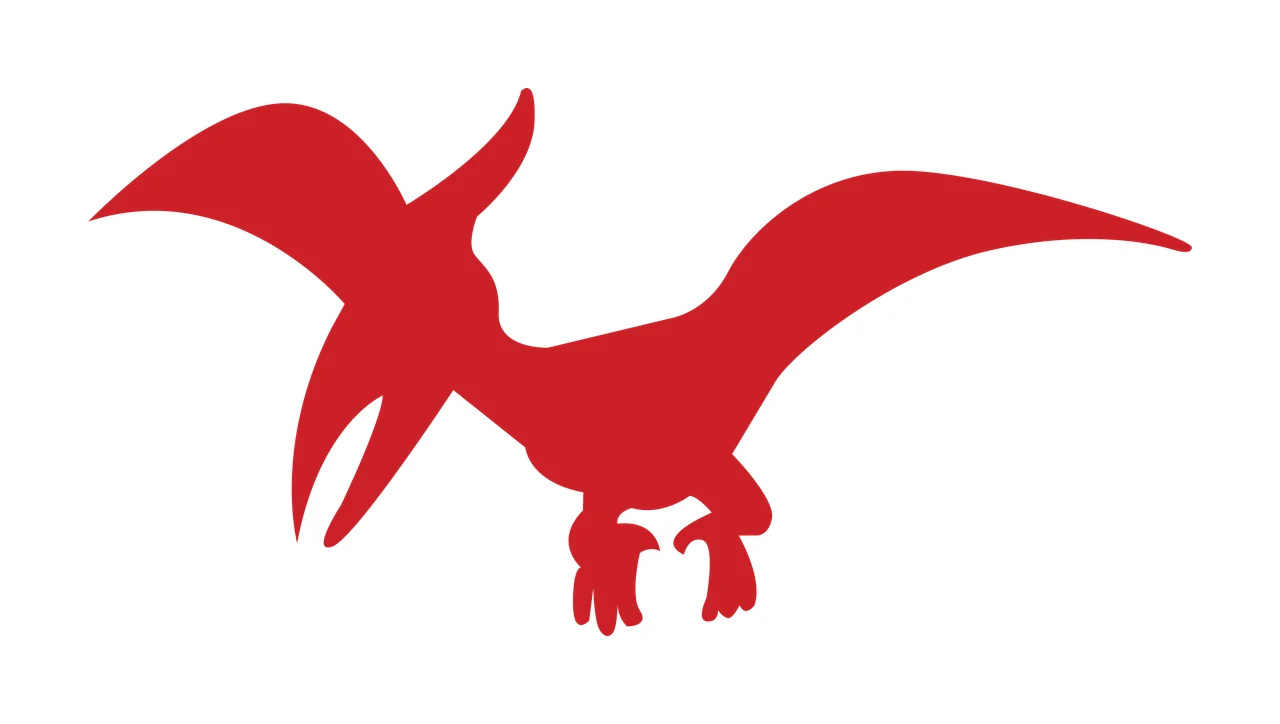 Black Silhouette Of A Flying Prehistoric Winged Reptile Variation