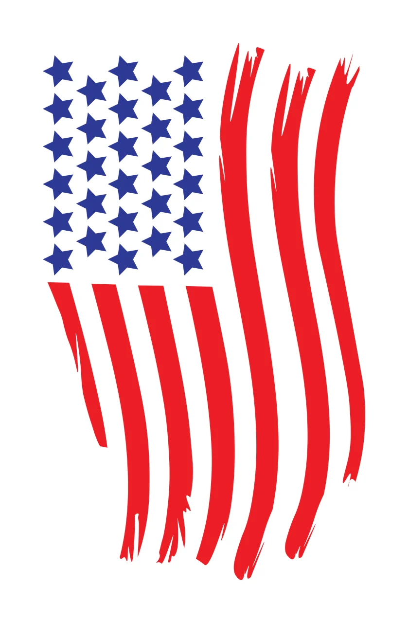 Flag American Waving Vertical Stripes stars brush stroke black