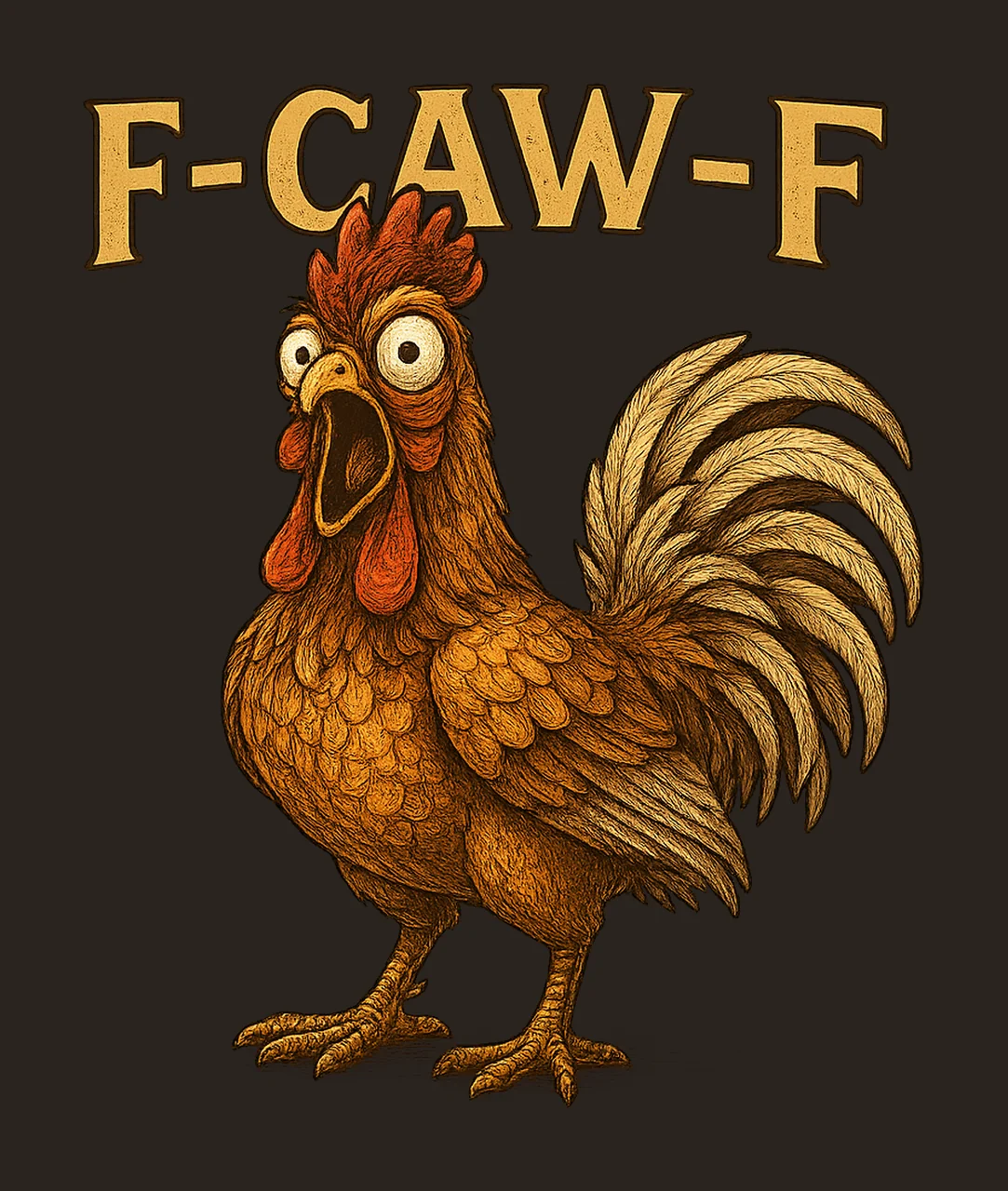 Funny Caw Chicken Screaming Rooster Meme Artwork Crazy Hen contrast preview thumbnail