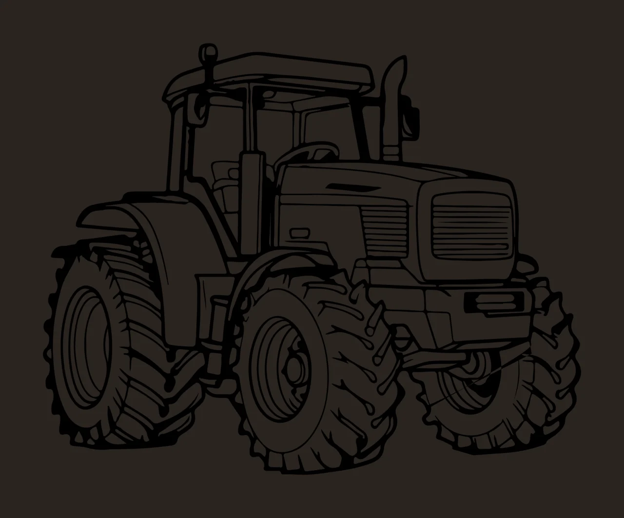 Black And White Tractor Illustration stationary tires wheels contrast preview thumbnail