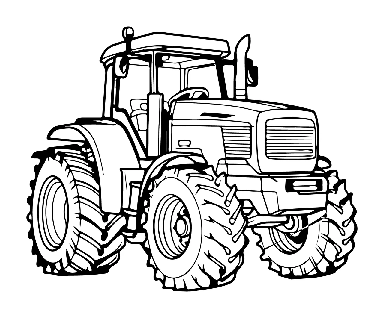 Black And White Tractor Illustration stationary tires wheels