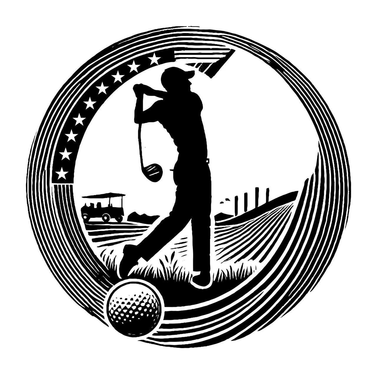 Golf Golfing Person Circle Graphic Design golfer swinging club