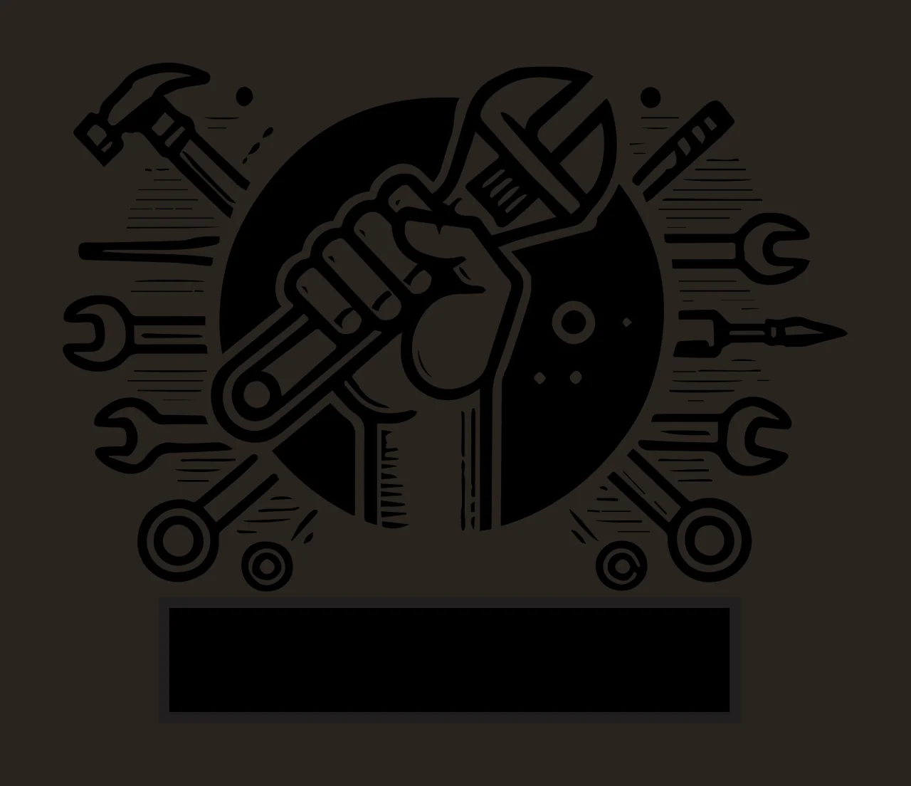 Mechanic Hand Grasping Wrench With Surrounding Tools hammer contrast preview thumbnail