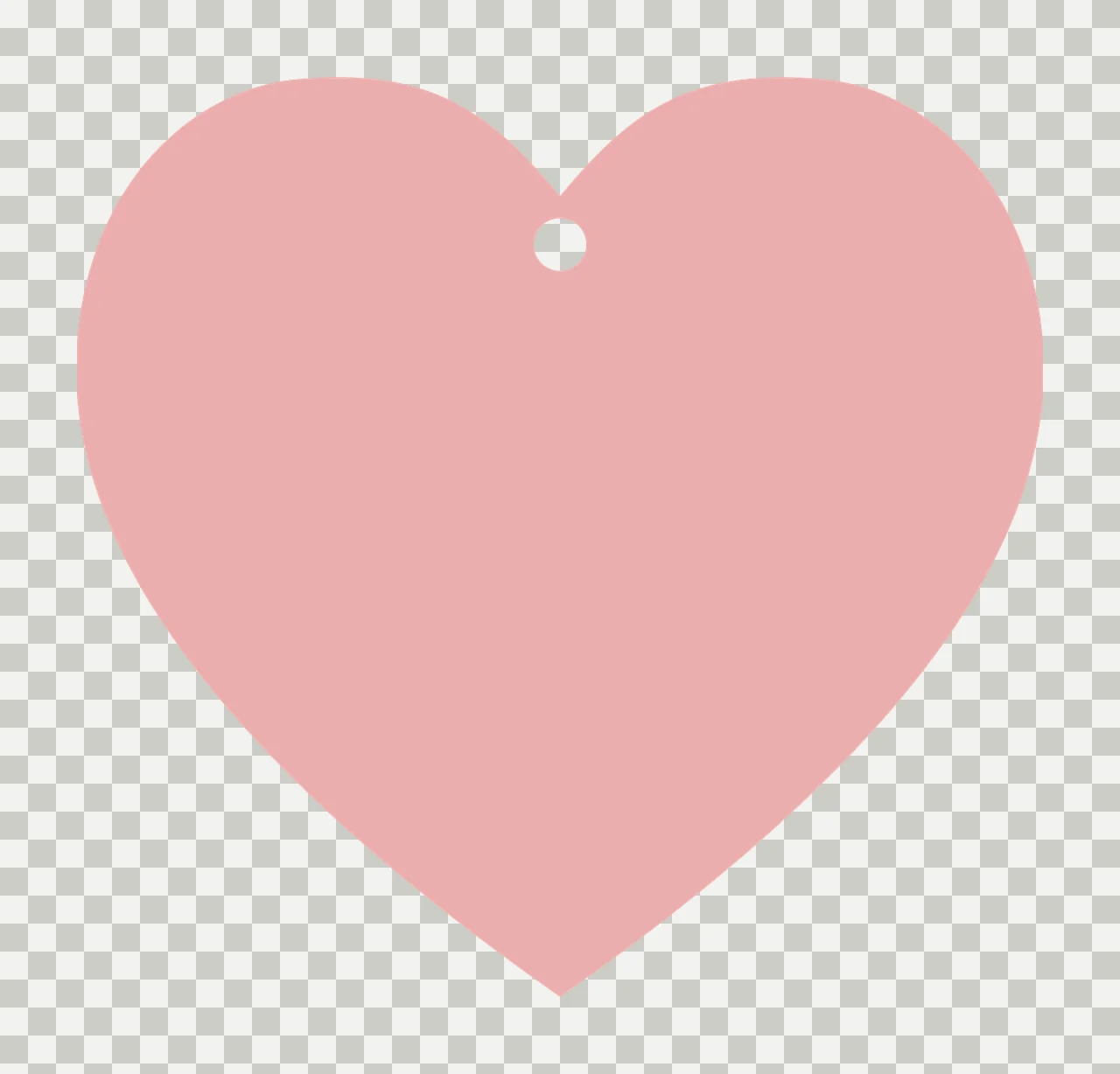 Pink heart-shaped tag with white hole transparency and detail preview thumbnail