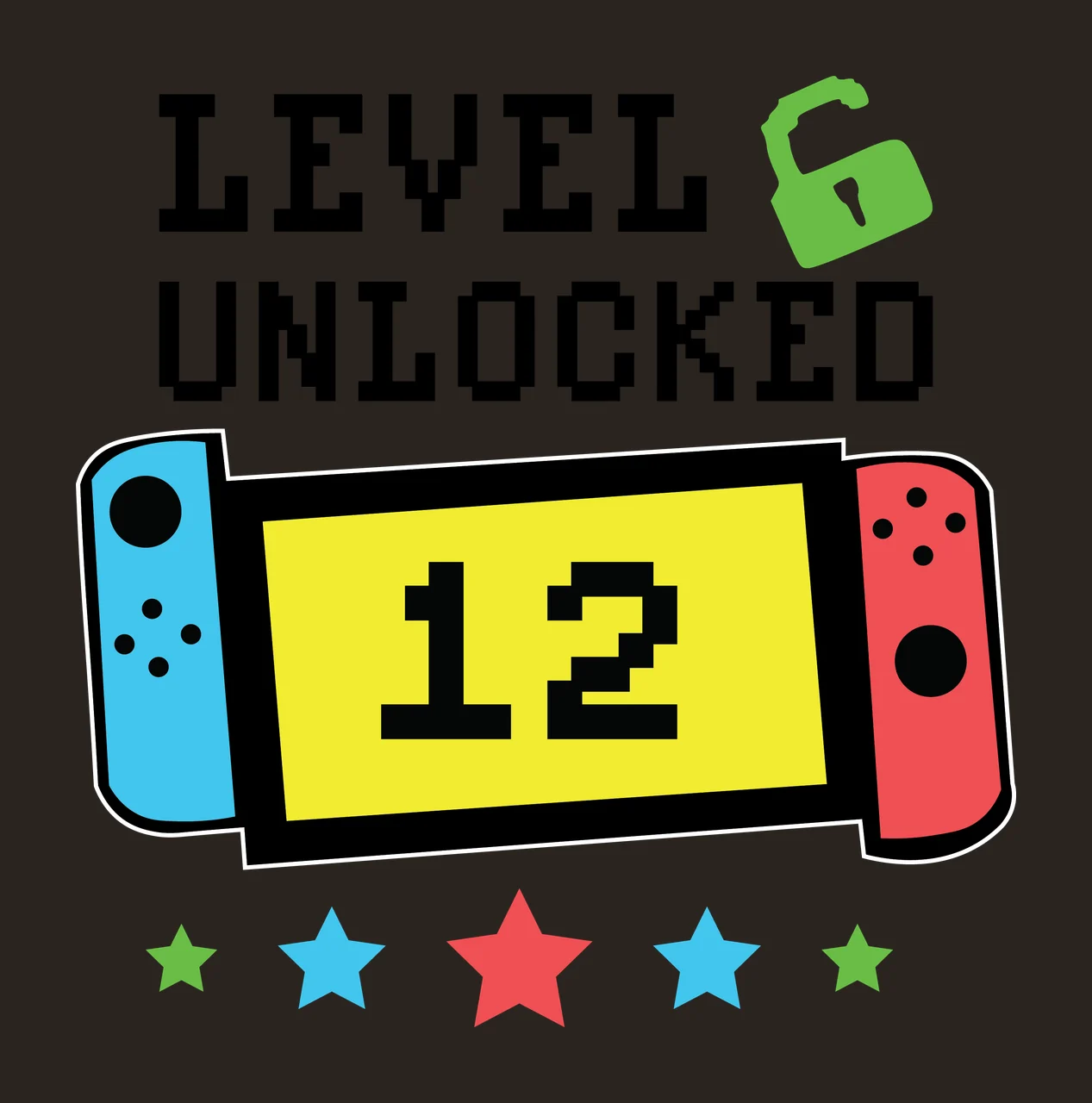 Level Unlocked Pixel Text With Banner And Stars Display padlock contrast preview thumbnail