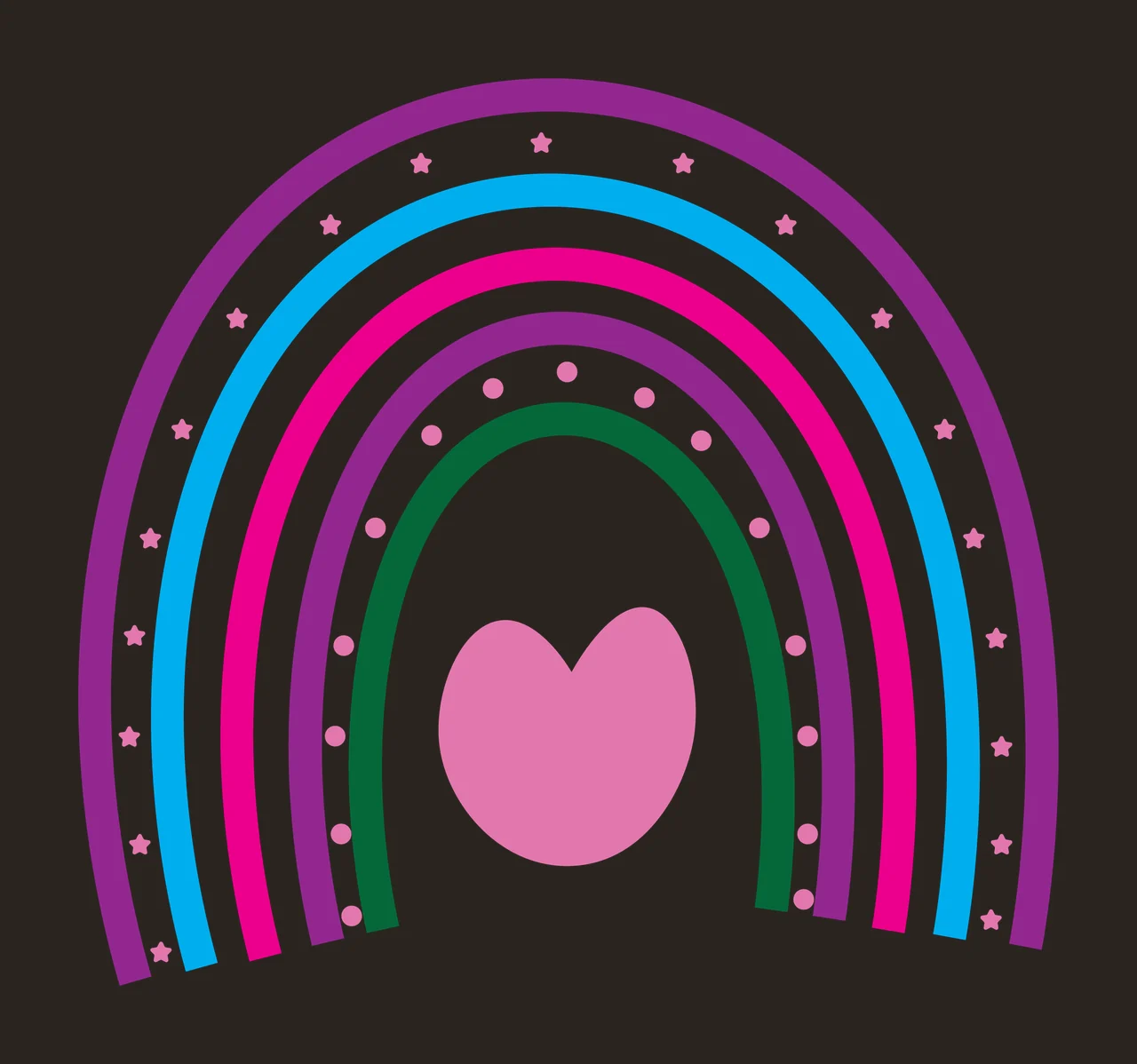 Rainbow Arch Illustration With Internal Heart And Geometric arched contrast preview thumbnail