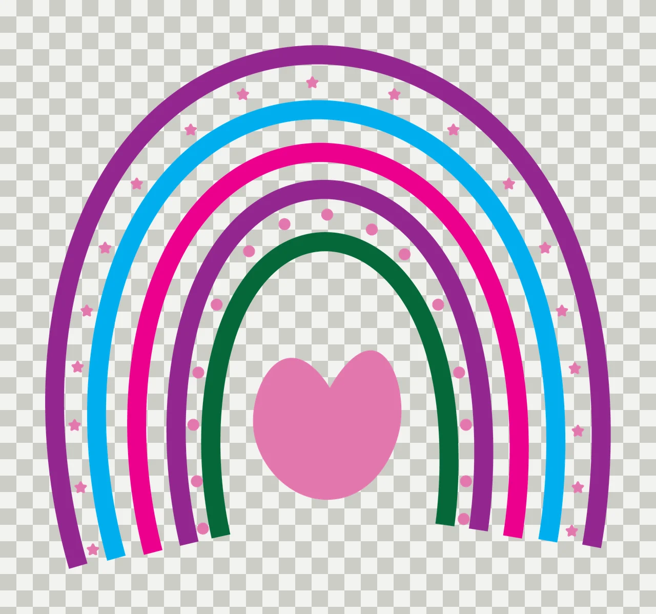 Rainbow Arch Illustration With Internal Heart And Geometric arched transparency and detail preview thumbnail