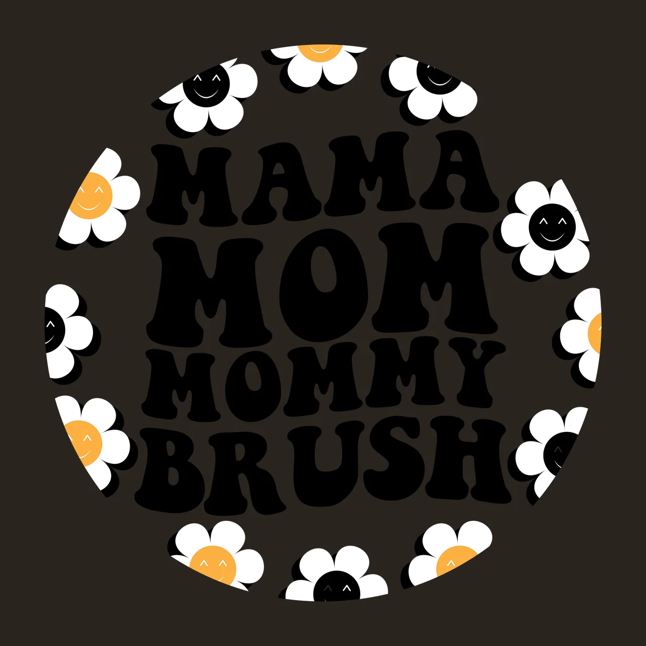 Keychain Mama Mom Mommy Brush Text Design displayed smiley face contrast preview thumbnail