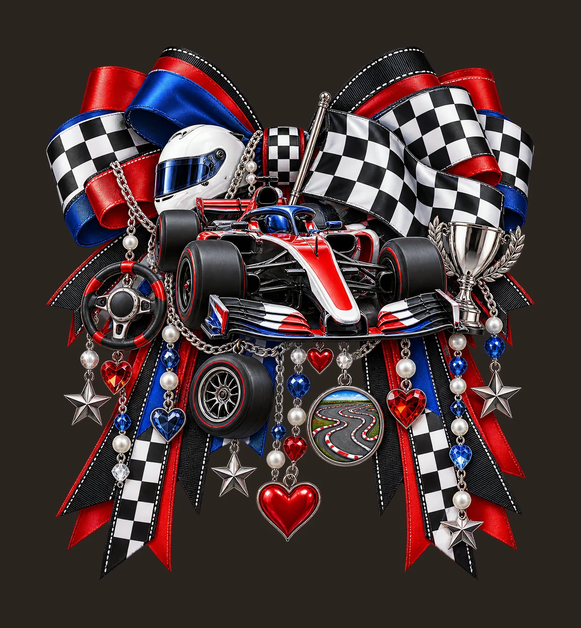 Motorsport Racing PNG, Race Car and Racing Helmet Coquette Bow, No Text Sublimation Clipart, Transparent Digital Download contrast preview thumbnail