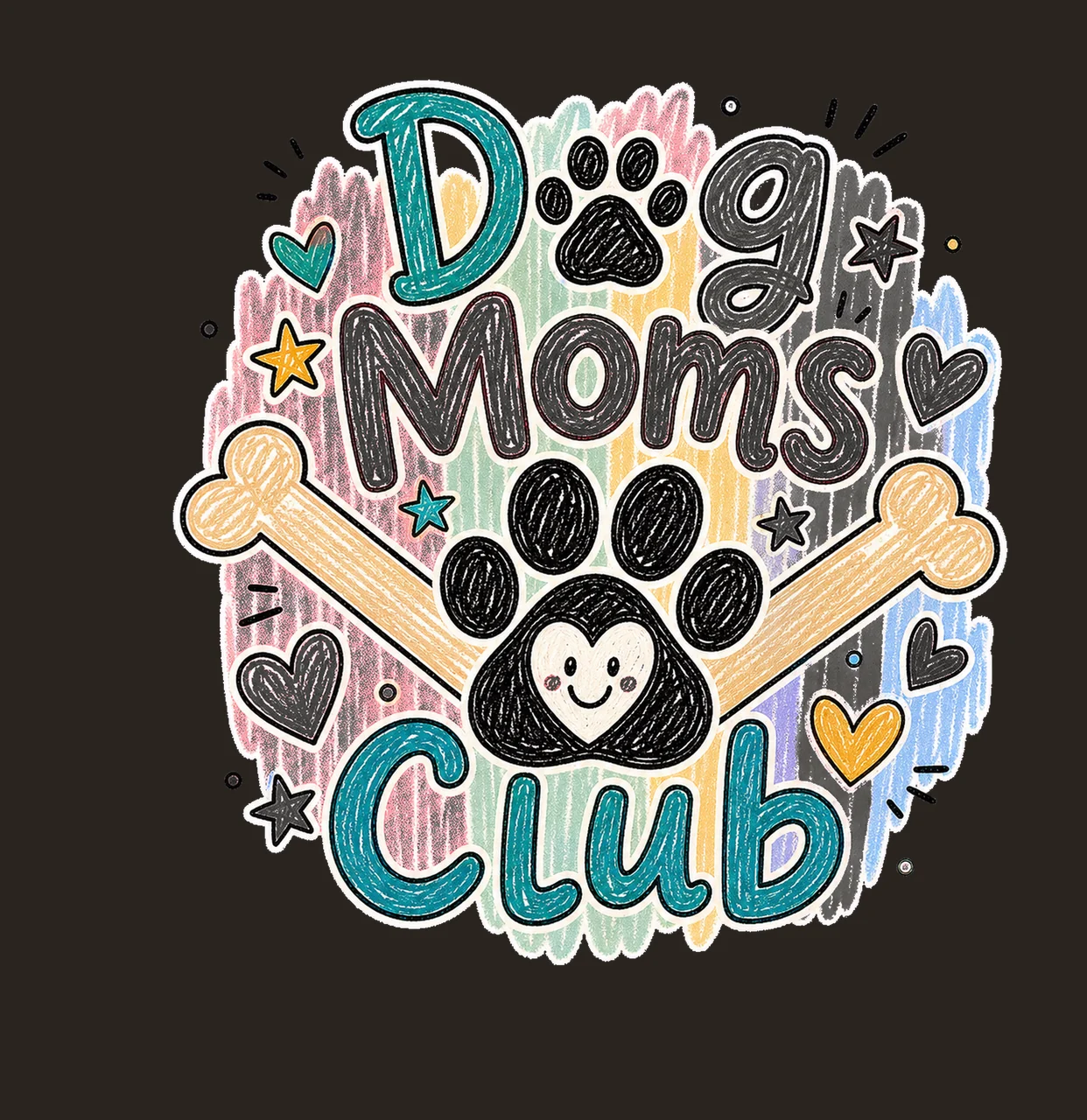 Dog Moms Club Doodle sublimation instant shirt Variation C contrast preview thumbnail