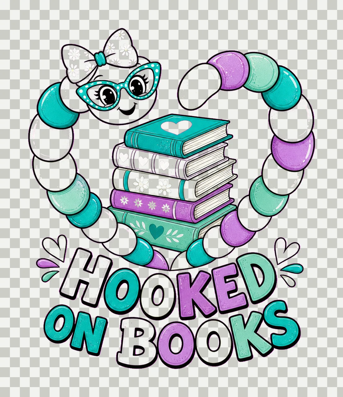 Book Lover Reading Worm Preppy sublimation Variation D transparency and detail preview thumbnail