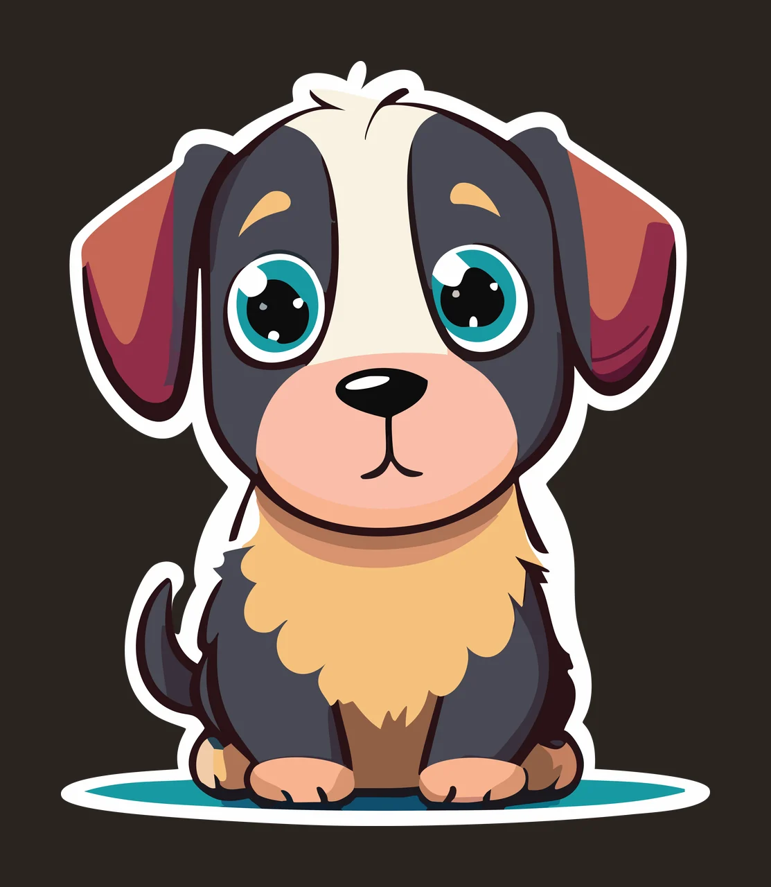 Animal Seated Puppy Drawing Black Silhouette sitting ears tail contrast preview thumbnail