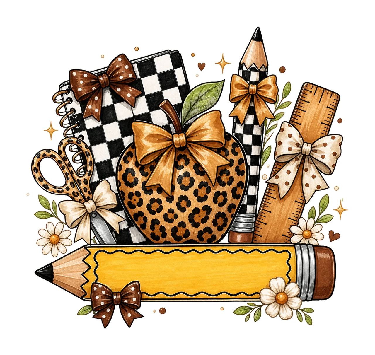 Stationery Arrangement Framing With Notebook And Apple
