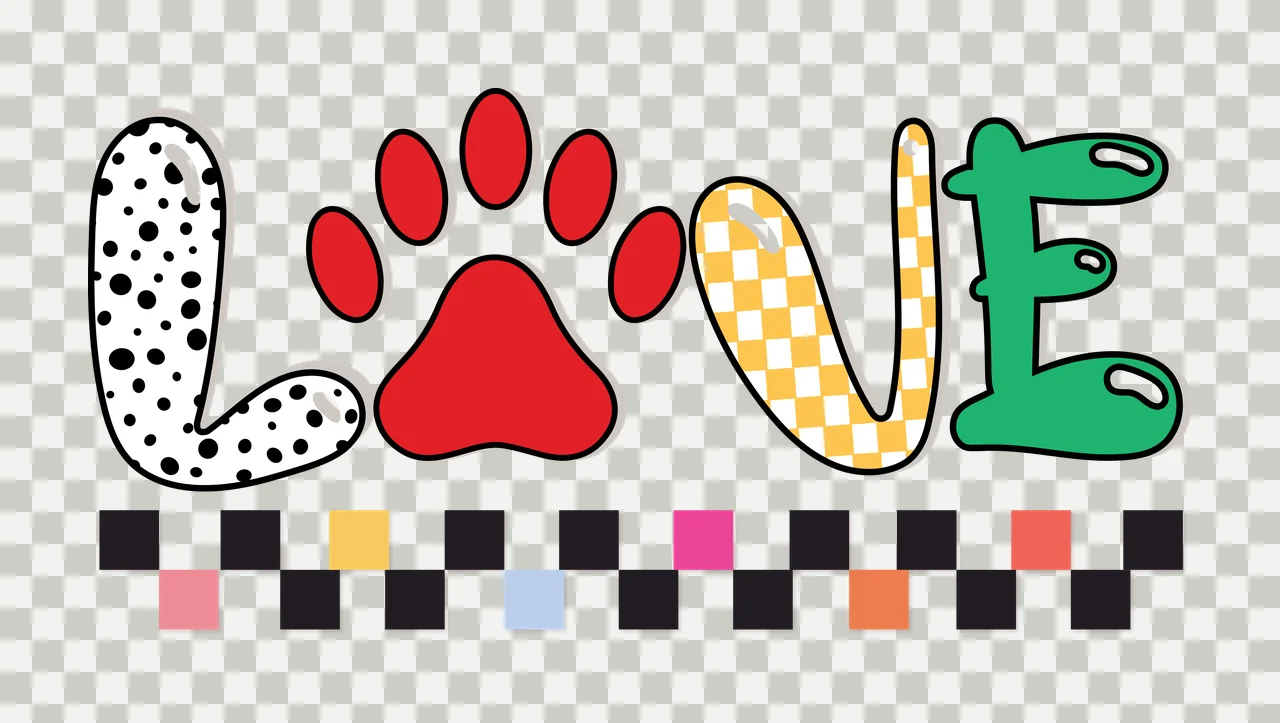 Love Black Text Reading With Paw Print displaying Variation transparency and detail preview thumbnail