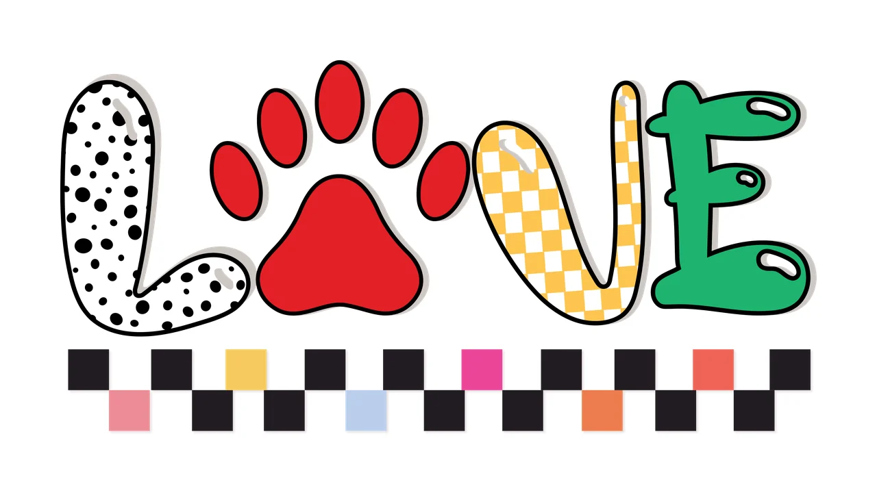 Love Black Text Reading With Paw Print displaying Variation