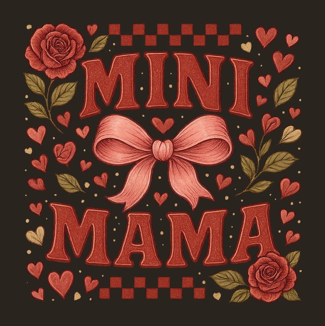 Mama Mini Valentines Sublimation Design Checkered Bow contrast preview thumbnail