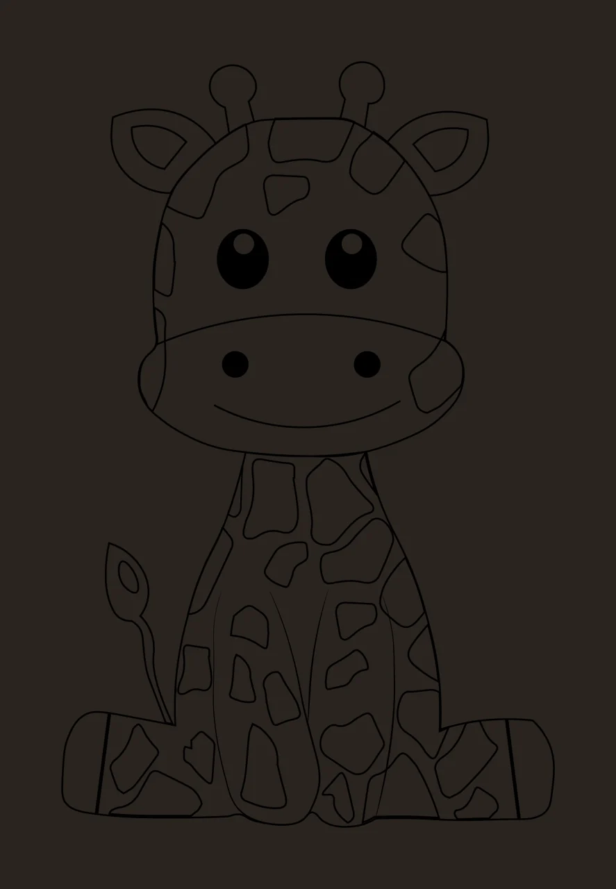 Animal Giraffe Sitting With Spots Outline line art black white contrast preview thumbnail