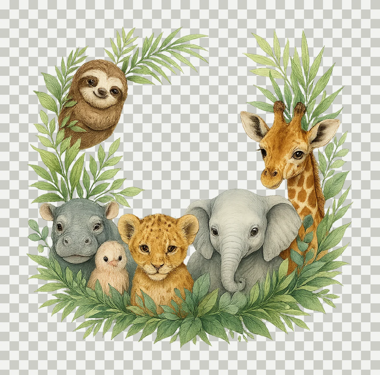 Wild One Watercolour Kids Safari Animals Sublimation First transparency and detail preview thumbnail